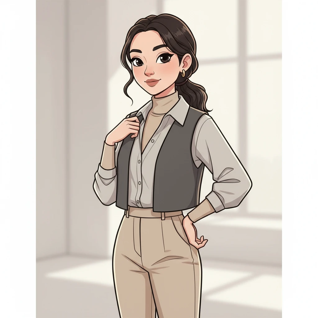 부해 보이지 않는 슬림한 레이어드 코디 예시