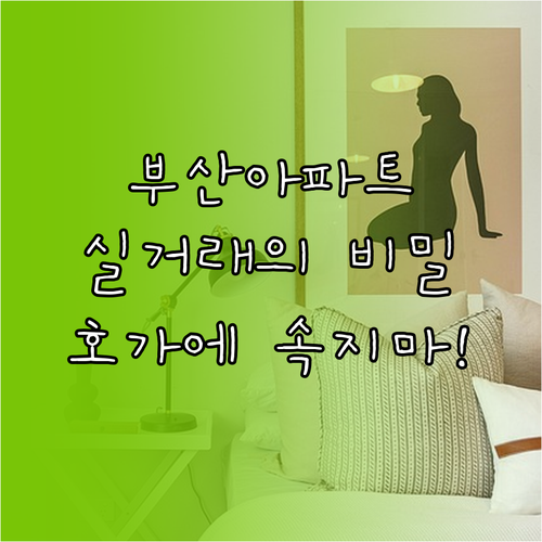 부산 아파트 실거래가 조회 방법 | 호가 차이와 분석 주의사항